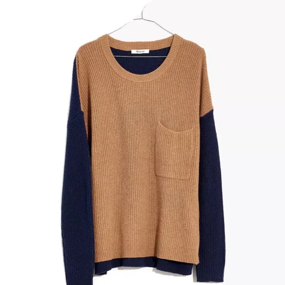 MADEWELL THOMPSON RIBBED COLORBLOCK POCKET SWEATER. SIZE SMALL. NWT - Picture 2 of 4